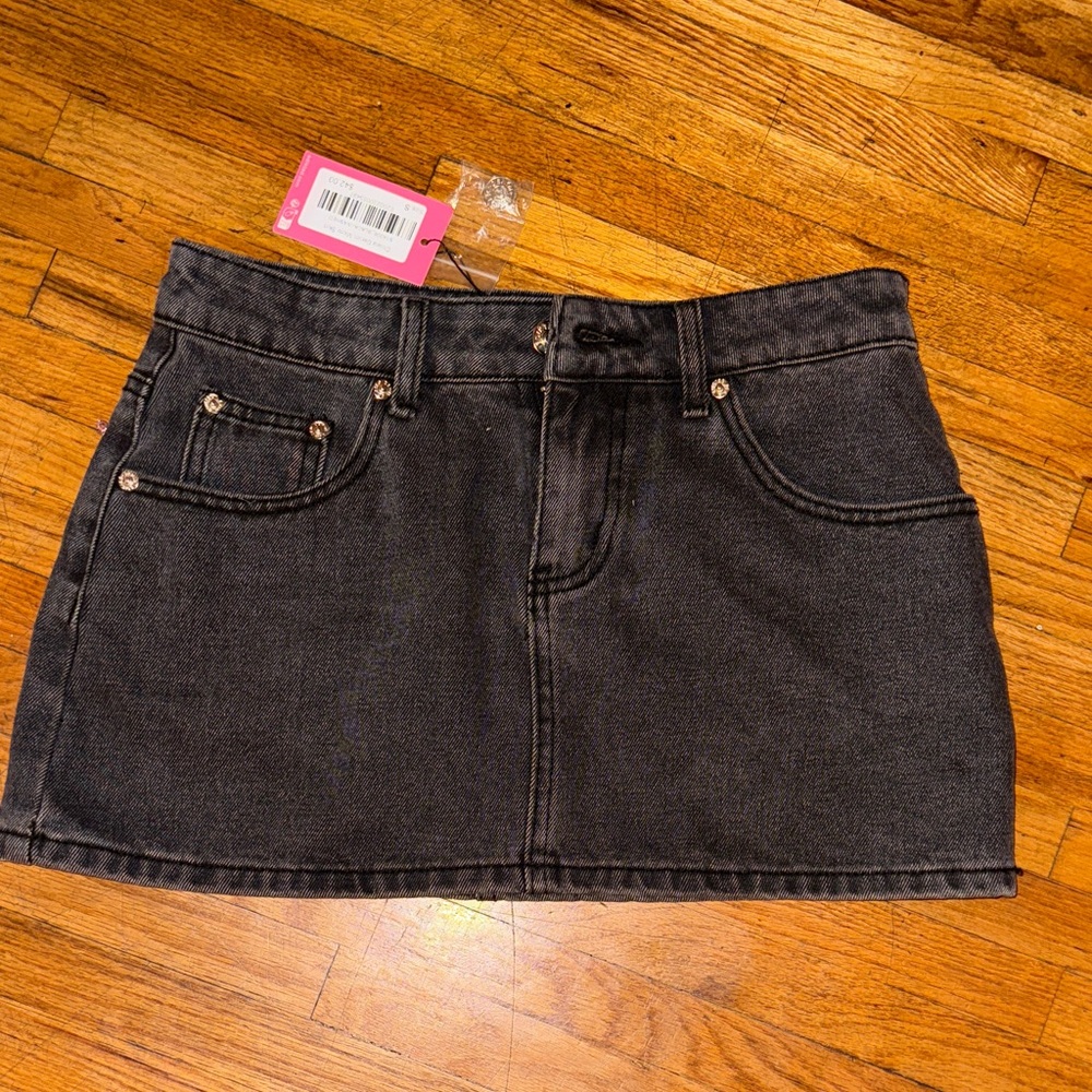 Black Denim Mini Skirt